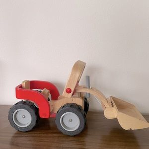Plantoys wooden bulldozer red toy